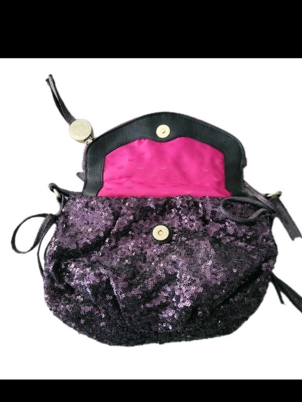 Juicy Couture Handbag Purple  Sequins Hobo Shoulder Bag Purse  MINT